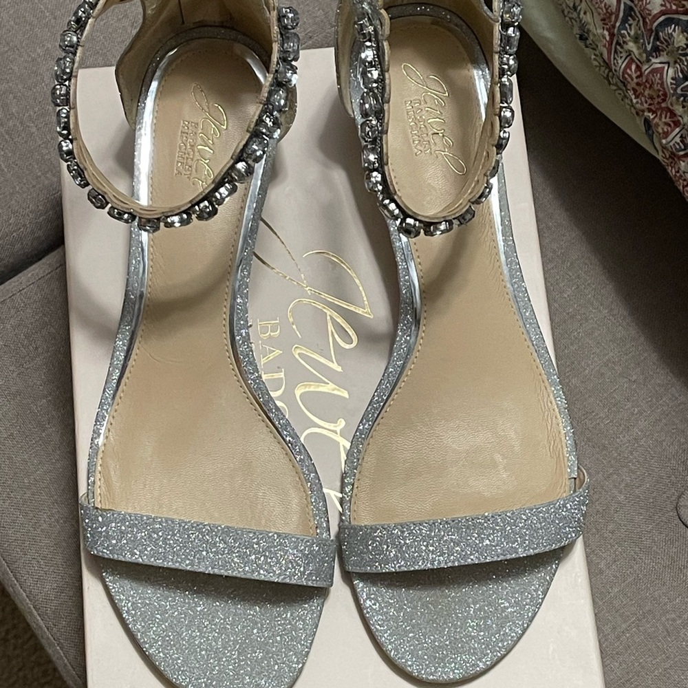 Jewel Badgley Mischka Silver Embellished Heel